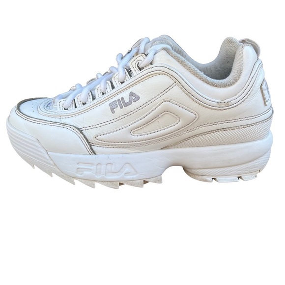 Fila Disruptor 2 White Leather Chunky Platform Sneakers Size 7.5 - Picture 2 of 8